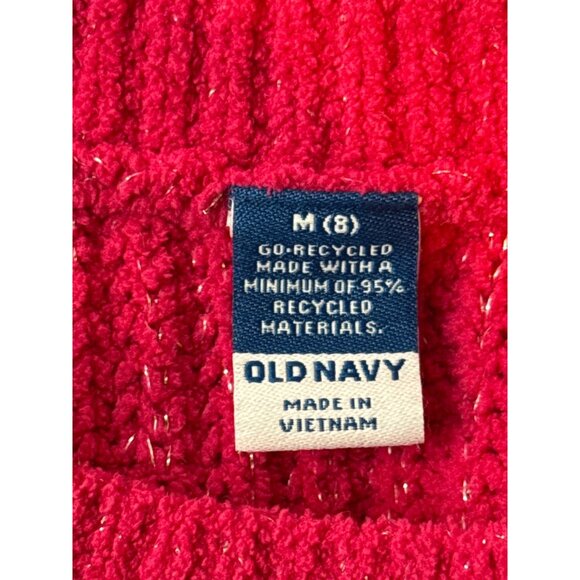 Old Navy Girls Pink Chenille Sweater Metallic Knit Crew Top M (8) ✨ Winter Cozy - Picture 9 of 12